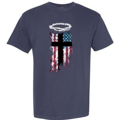 Christian Patriotic USA Flag Garment-Dyed Heavyweight T-Shirt