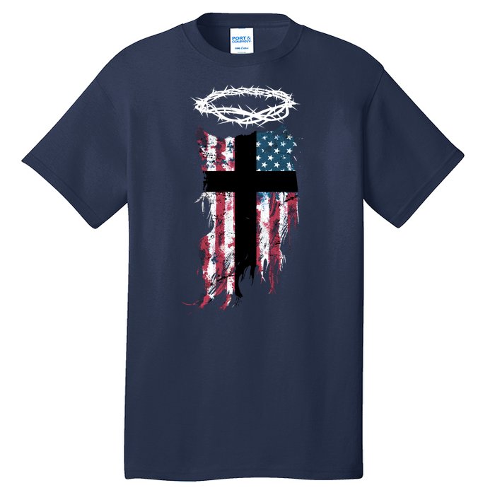 Christian Patriotic USA Flag Tall T-Shirt