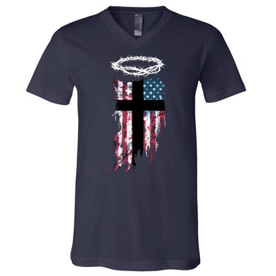 Christian Patriotic USA Flag V-Neck T-Shirt