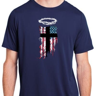 Christian Patriotic USA Flag Adult ChromaSoft Performance T-Shirt