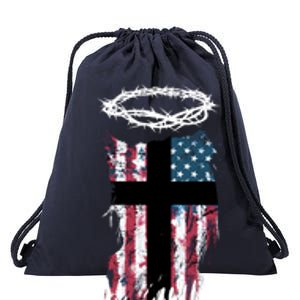 Christian Patriotic USA Flag Drawstring Bag