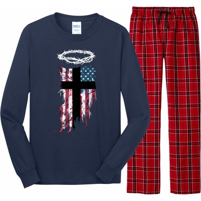 Christian Patriotic USA Flag Long Sleeve Pajama Set