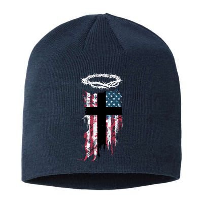 Christian Patriotic USA Flag Sustainable Beanie