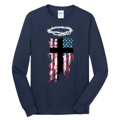 Christian Patriotic USA Flag Tall Long Sleeve T-Shirt