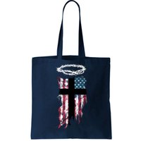 Christian Patriotic USA Flag Tote Bag