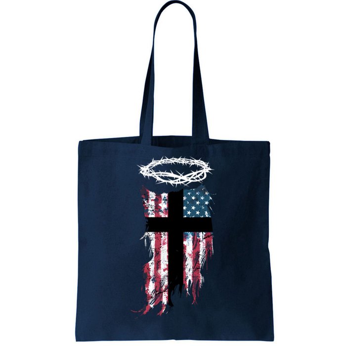 Christian Patriotic USA Flag Tote Bag