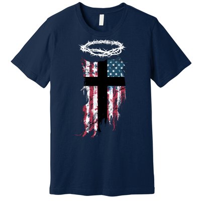 Christian Patriotic USA Flag Premium T-Shirt