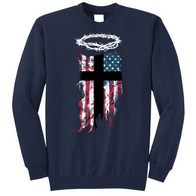 Christian Patriotic USA Flag Tall Sweatshirt