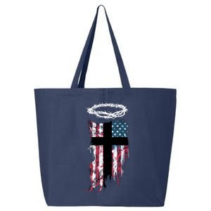 Christian Patriotic USA Flag 25L Jumbo Tote