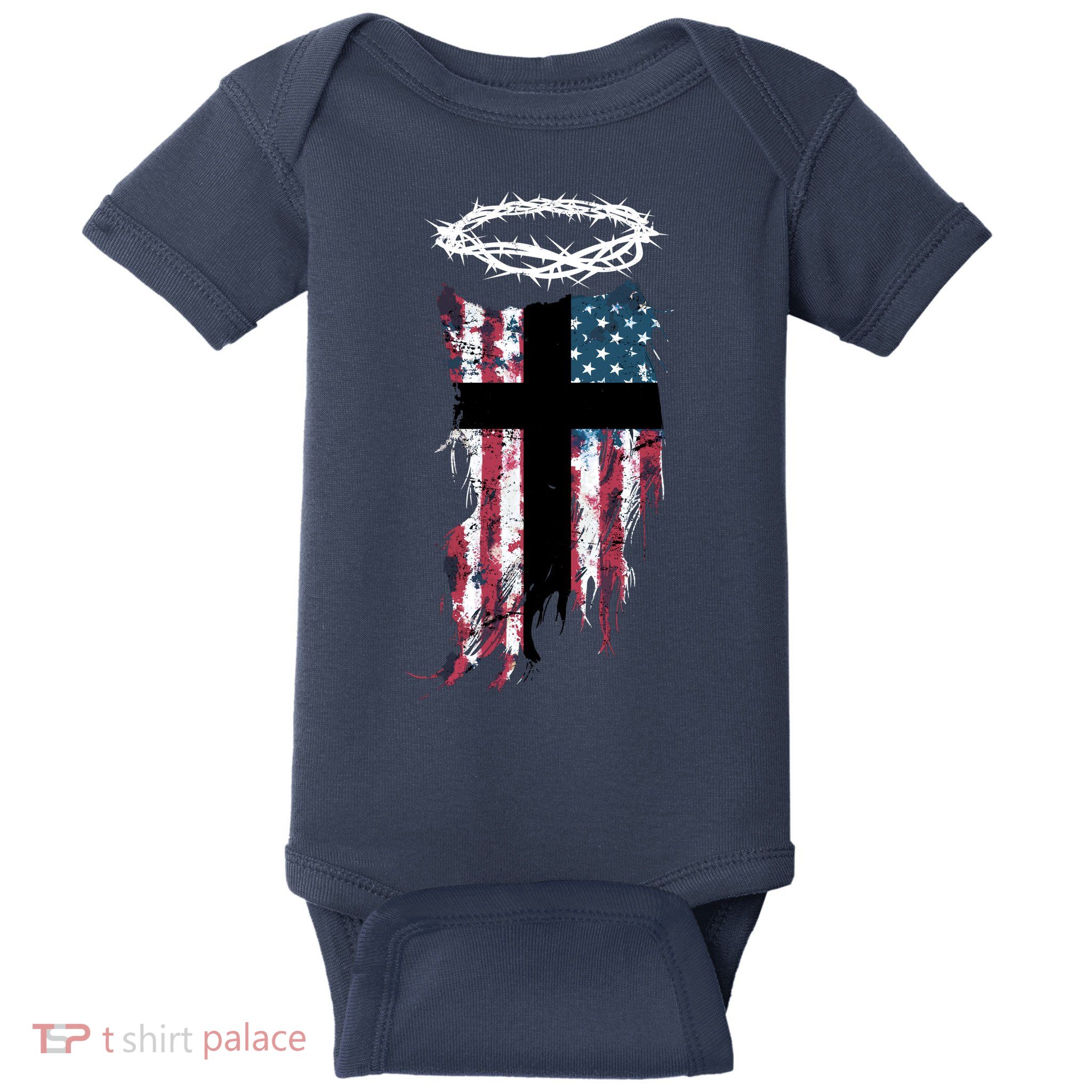 Christian Patriotic USA Flag Baby Bodysuit