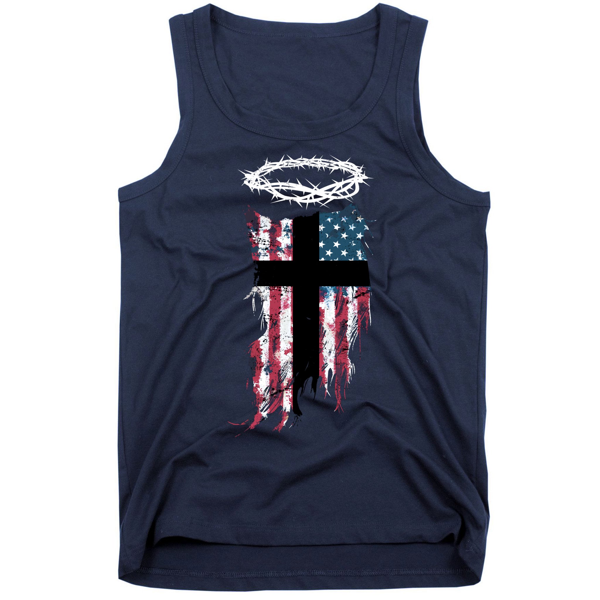 Christian Patriotic USA Flag Tank Top