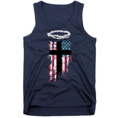 Christian Patriotic USA Flag Tank Top