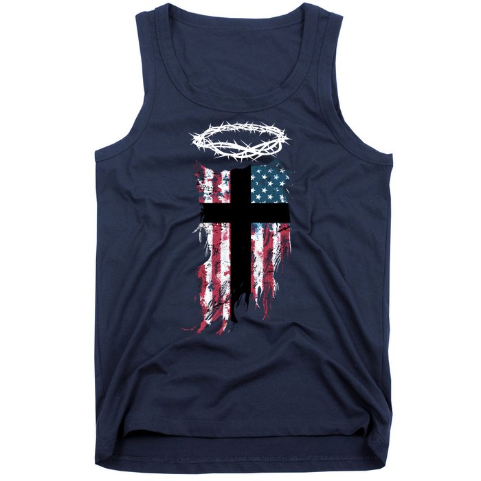 Christian Patriotic USA Flag Tank Top