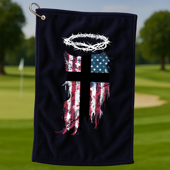 Christian Patriotic USA Flag Golf Towel