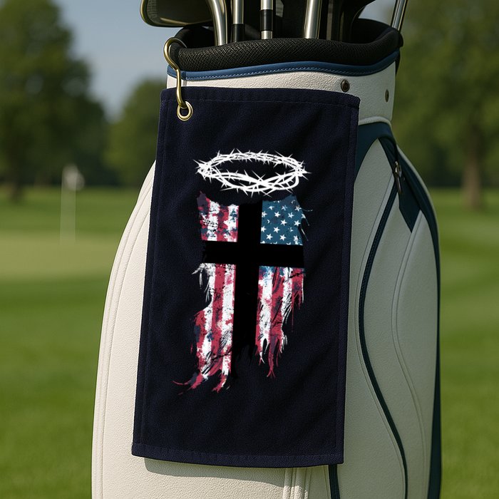 Christian Patriotic USA Flag Golf Towel