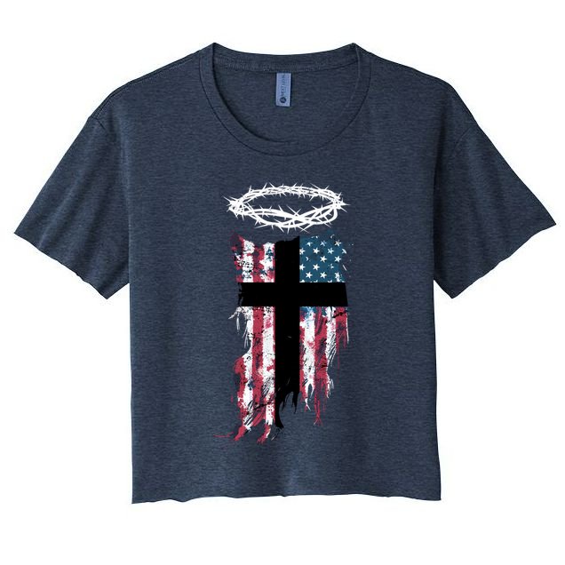 Christian Patriotic USA Flag Crop Top