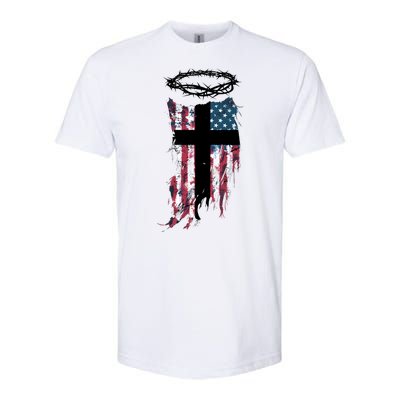 Christian Patriotic USA Flag Softstyle CVC T-Shirt