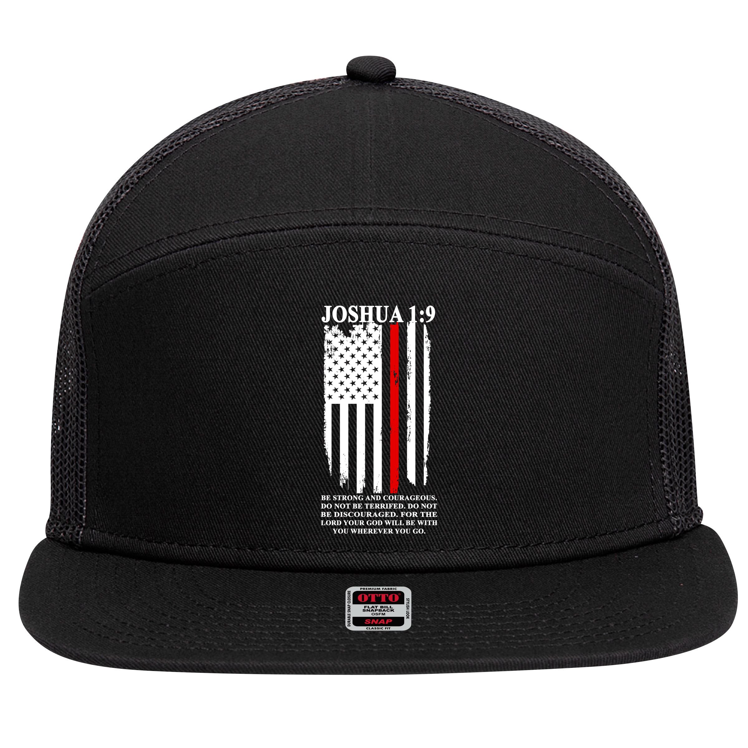 Christian Red Thin Line 7 Panel Mesh Trucker Snapback Hat