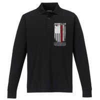 Christian Red Thin Line Performance Long Sleeve Polo