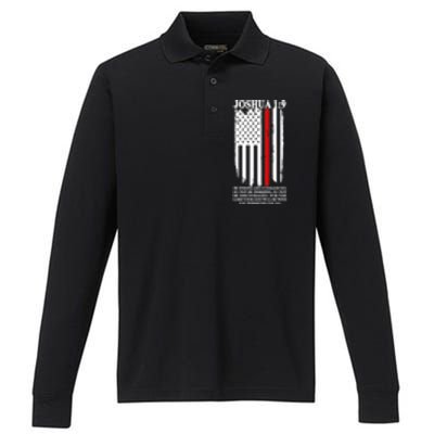 Christian Red Thin Line Performance Long Sleeve Polo