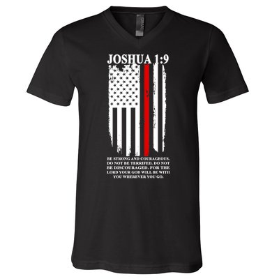 Christian Red Thin Line V-Neck T-Shirt