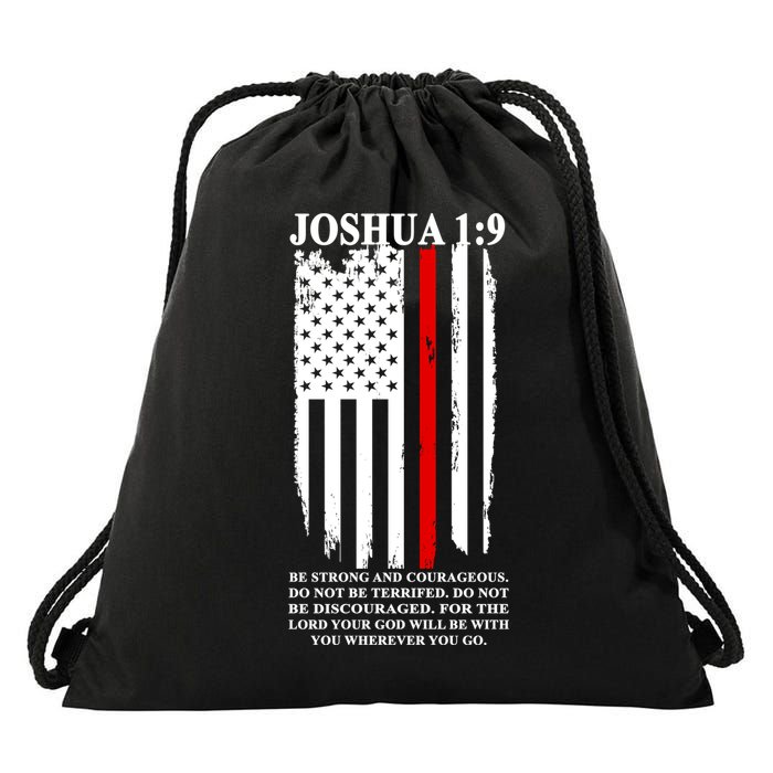 Christian Red Thin Line Drawstring Bag