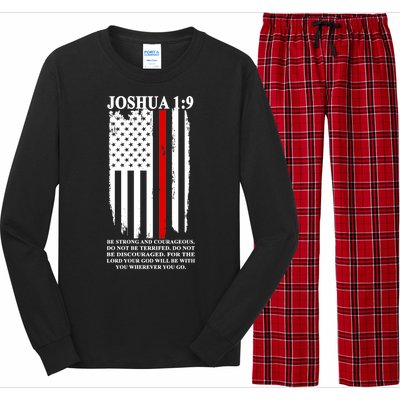 Christian Red Thin Line Long Sleeve Pajama Set