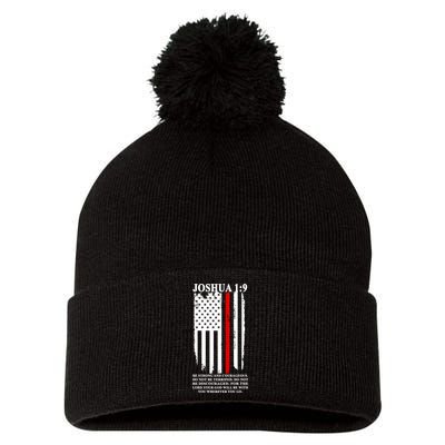 Christian Red Thin Line Pom Pom 12in Knit Beanie