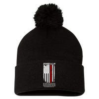 Christian Red Thin Line Pom Pom 12in Knit Beanie