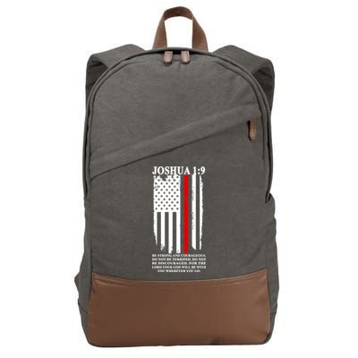 Christian Red Thin Line Cotton Canvas Backpack
