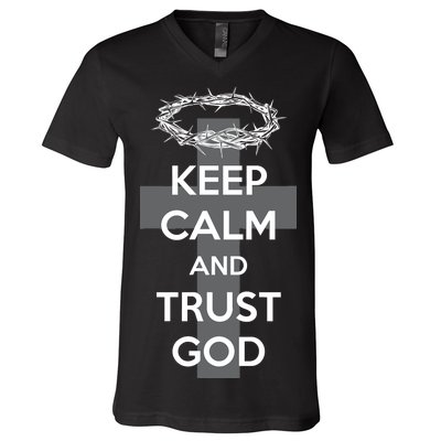 Christian Slogan: Keep Calm and Trust God  V-Neck T-Shirt