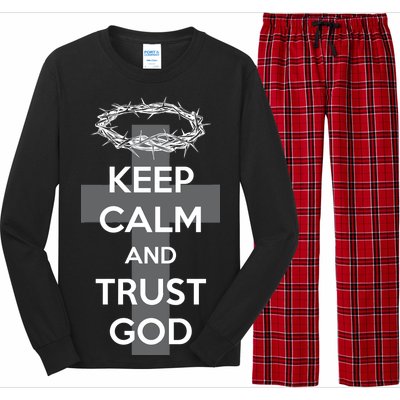 Christian Slogan: Keep Calm and Trust God  Long Sleeve Pajama Set