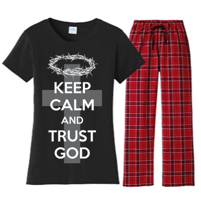 Christian Slogan: Keep Calm and Trust God  Women's Flannel Pajama Set