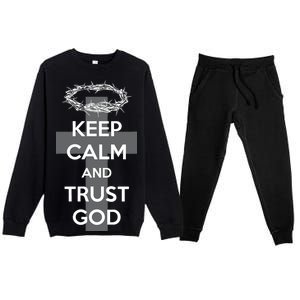 Christian Slogan: Keep Calm and Trust God  Premium Crewneck Sweatsuit Set