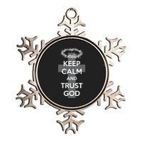 Christian Slogan: Keep Calm and Trust God  Metallic Star Ornament