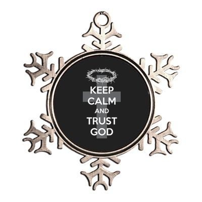 Christian Slogan: Keep Calm and Trust God  Metallic Star Ornament