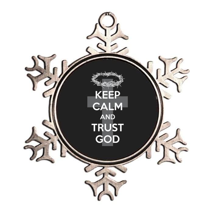 Christian Slogan: Keep Calm and Trust God  Metallic Star Ornament