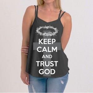 Christian Slogan: Keep Calm and Trust God  Women's Strappy Tank