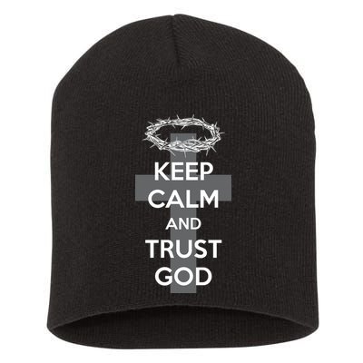 Christian Slogan: Keep Calm and Trust God  Short Acrylic Beanie