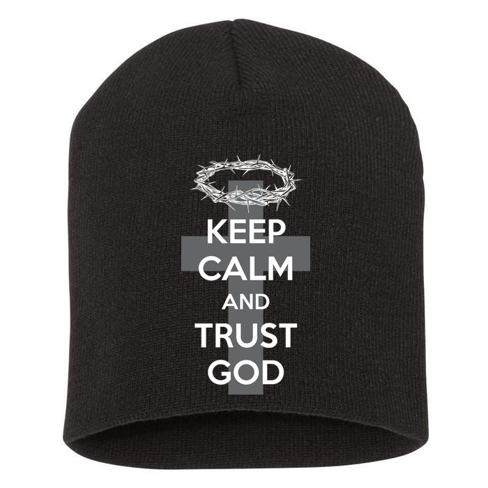 Christian Slogan: Keep Calm and Trust God  Short Acrylic Beanie