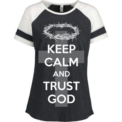 Christian Slogan: Keep Calm and Trust God  Enza Ladies Jersey Colorblock Tee