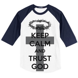 Christian Slogan: Keep Calm and Trust God  Baseball Sleeve Shirt