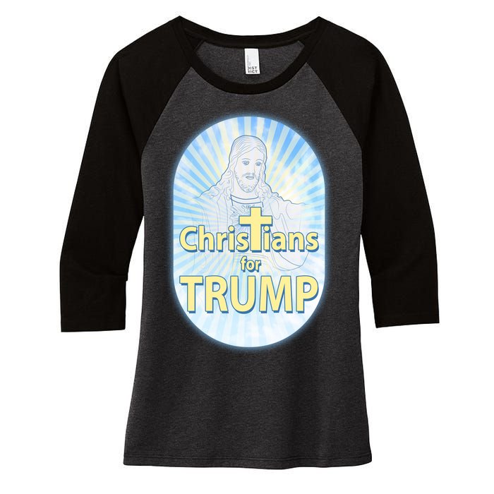 Christians For Trump Women's Tri-Blend 3/4-Sleeve Raglan Shirt