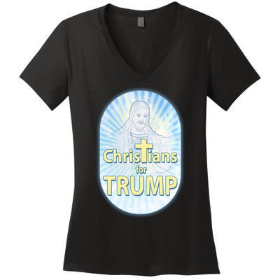 Christians For Trump Women's V-Neck T-Shirt