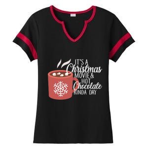 Christmas  Movie and Hot Chocolate Ladies Halftime Notch Neck Tee