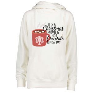 Christmas  Movie and Hot Chocolate Womens Funnel Neck Pullover Hood