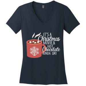 Christmas  Movie and Hot Chocolate Women's V-Neck T-Shirt