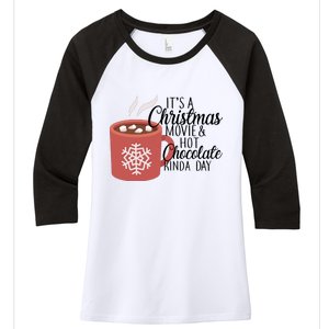 Christmas  Movie and Hot Chocolate Women's Tri-Blend 3/4-Sleeve Raglan Shirt