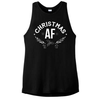 Christmas AF Ladies PosiCharge Tri-Blend Wicking Tank