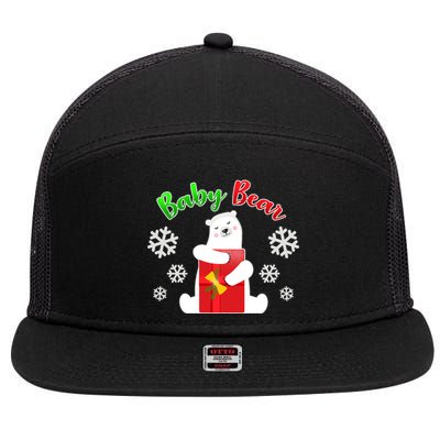 Christmas Baby Bear 7 Panel Mesh Trucker Snapback Hat